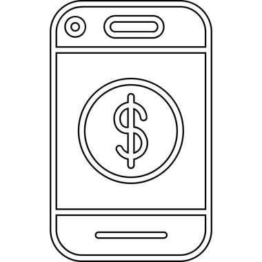 Para sembollü akıllı telefon vektör illüstrasyon grafik tasarımı