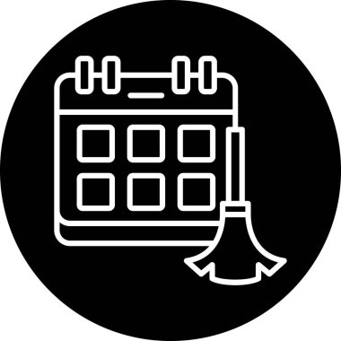 Temizleme süpürgesi olan takvim simgesi
