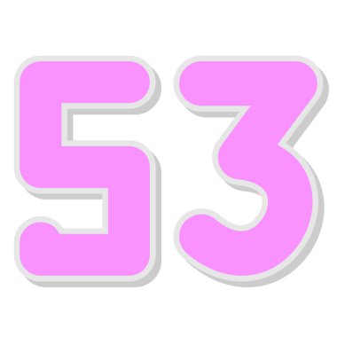 Pembe numara 5 beyaz üzerine