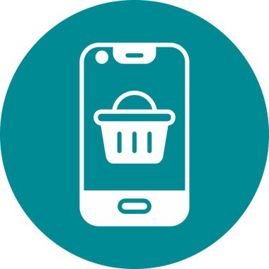 Akıllı telefon simgesine sahip mobil sepet, illüstrasyon vektör tasarımı