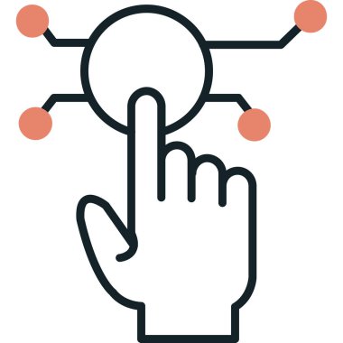 Parmak gösterme simgesi olan el, vektör illüstrasyonunun çizgi tasarımı