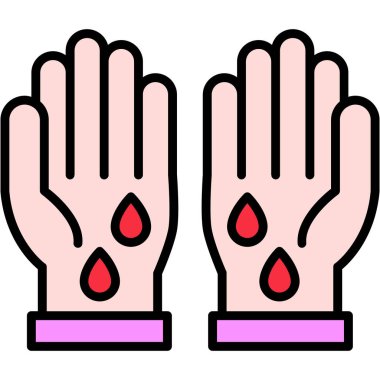 Kan damlası renk simgesi olan el, vektör illüstrasyonu