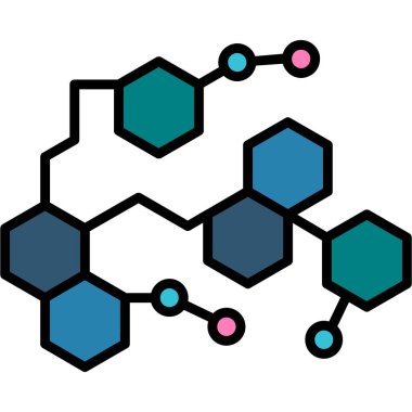 Kimyasal yapı simgesi. Kimyasal yapı ikonu rengi düz izole