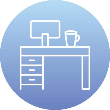 ofis masası simgesi, vektör illüstrasyonu