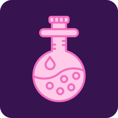 Kimyasal test simgesi pembe arkaplanda izole edilmiş düz stil.