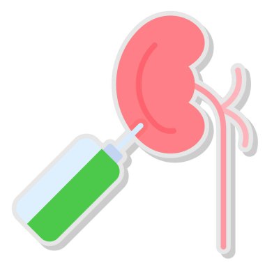 Beyaz arka planı olan izole edilmiş renkli böbrek - vektör