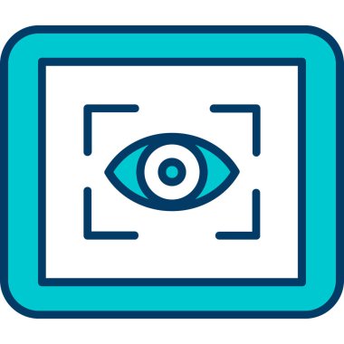 Göz tarama simgesi renk ana hatları vektörü