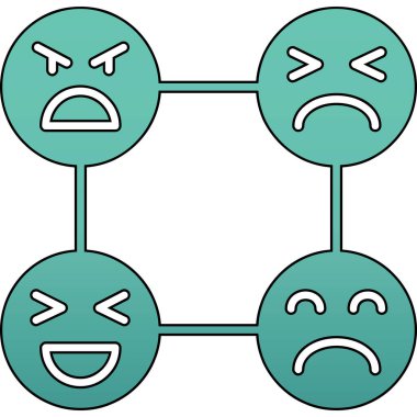 Renkli halkaları olan üzgün ve depresif insanlar.