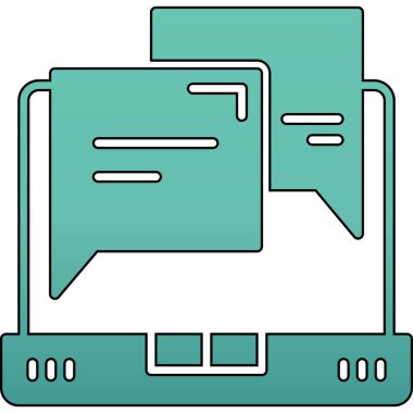 Konuşma kabarcığı vektör illüstrasyon tasarımlı bilgisayar ekranı