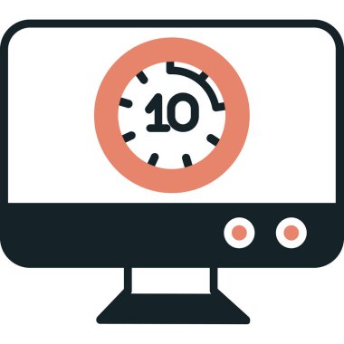 çalar saat düz simgesi, vektör, illüstrasyon