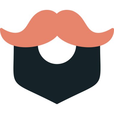 Beyaz arkaplanda bıyık ve gözlük simgesi, vektör, illüstrasyon