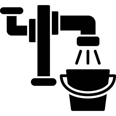 Banyo musluğu simgesi katı biçimde