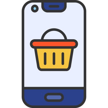 mobil alışveriş simgesi basit vektörü