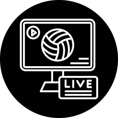 canlı yayın vektörü glyph düz simgesi