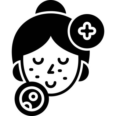 Kız Yüzü Simgesi Vektör İllüstrasyonu