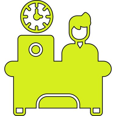 Bilgisayarı olan bir ofis çalışanı.