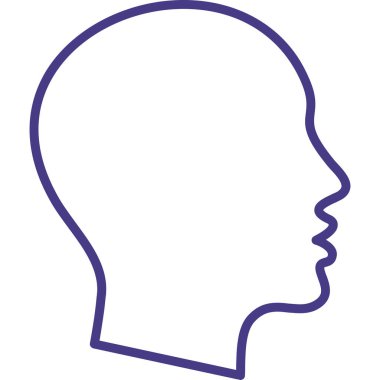 Mor saç vektörü illüstrasyonlu bir adam kafası