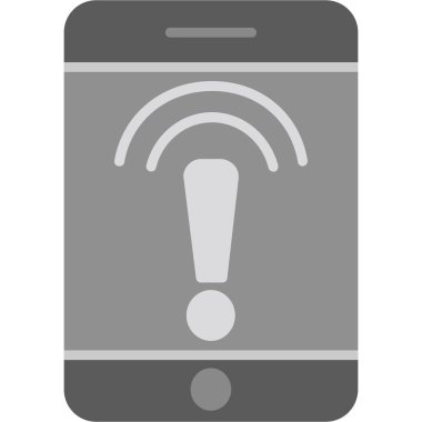 Telefon uyarı vektör simgesi. iki renkli düz simge, gri ve gri renkler, beyaz arkaplan, gümüş ve gümüş renkler