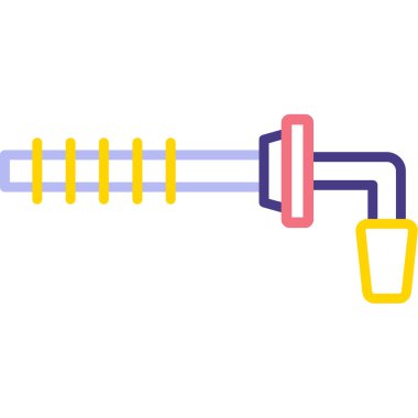 Çizgi boyası silindiri beyaz arka planda izole edilebilir. Renkli taslak konsepti. vektör