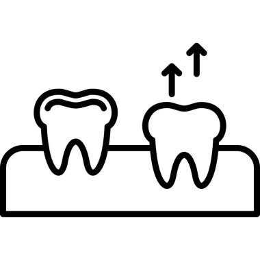 Diş ikonu ana hat vektörü. Diş ipi. diş hekimi