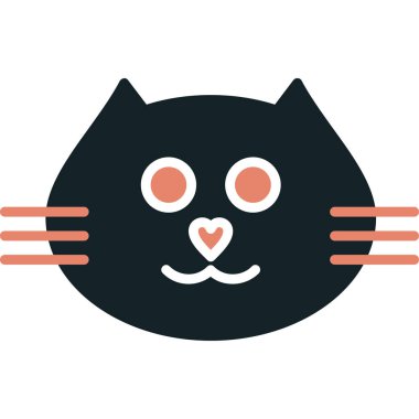 kalp kedisi simgesi vektör çizimi tasarımı