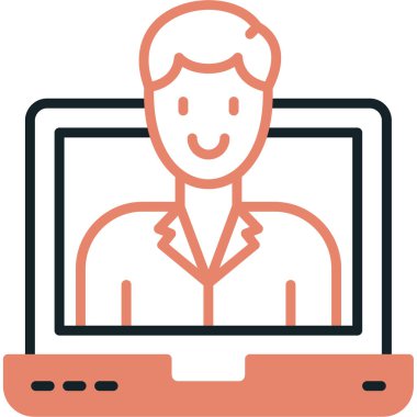 man simgesi olan dizüstü bilgisayar, vektör tasarımı illüstrasyonu