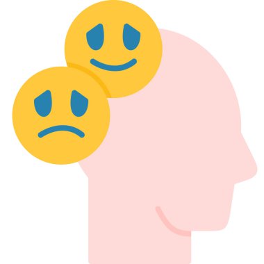 Farklı duygulara sahip insan kafası, vektör