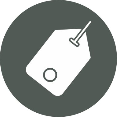 etiket vektör simgesi. biçim düz yuvarlak sembol, gri renk, yuvarlak açılar, beyaz arkaplan