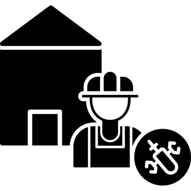 İnşaat mühendisi ikonu. Basit resimleme