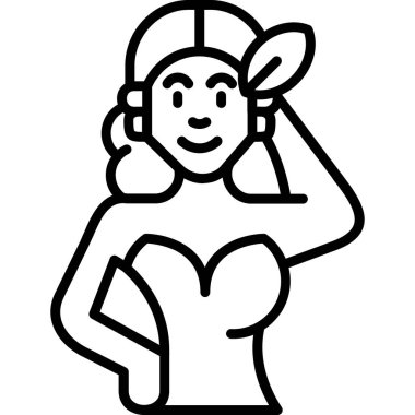 Kulaklık ve şapka tasarımlı kadın avatarı, vektör illüstrasyonu