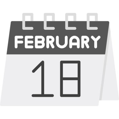 Günlük takvim simgesiyle 18 Şubat takvimi. Kullanım için vektör illüstrasyon tasarımı ve takvim.