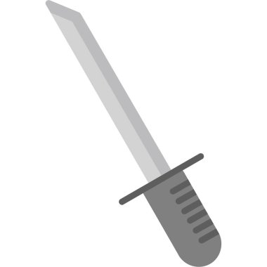 Beyaz arkaplanda izole edilmiş düz stil kılıç simgesi