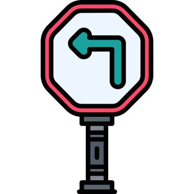 Trafik ışığı simgesi. Beyaz üzerinde izole edilmiş çizgi yol uyarı vektör rengi