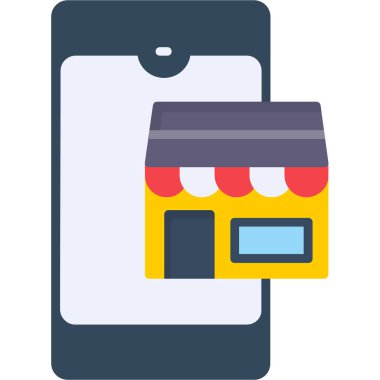 Düz stil kart alışverişi ekommerce simgesi