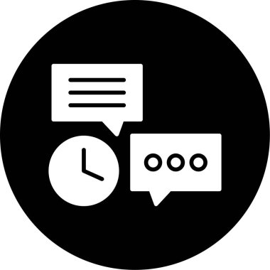 Saat simgesine sahip konuşma balonu, basit tasarım