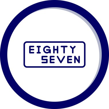 716 yedi simgesi. yuvarlak mavi. vektör illüstrasyonu.