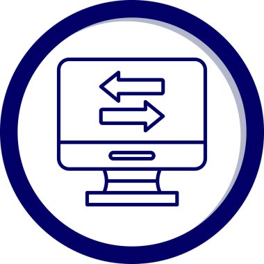 Mavi oklu bir dizüstü bilgisayarın vektör çizimi