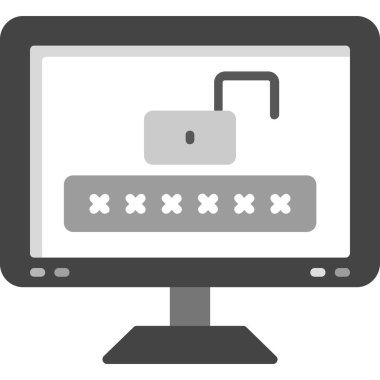 Bilgisayar monitörü simgesi. Beyaz arkaplanda izole edilmiş web tasarımı için basit bir bilgisayar izleme vektör simgesi