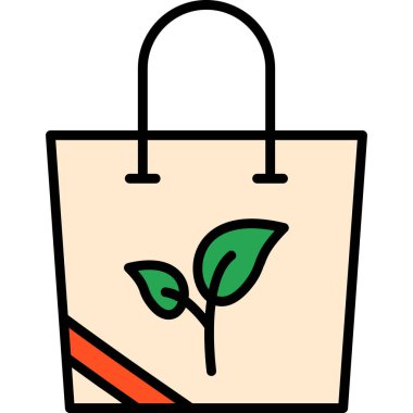 Yaprak simgesi olan alışveriş çantası