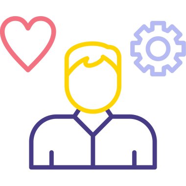 Kalp ikonu vektör illüstrasyon tasarımına sahip erkek avatar