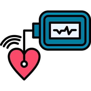 Kalp atışı ikonu. Taslak kalp atış hızı vektör rengi düz izole