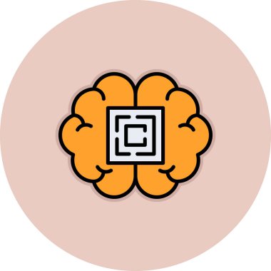 Çiçekli beyin, renkli vektör çizimi