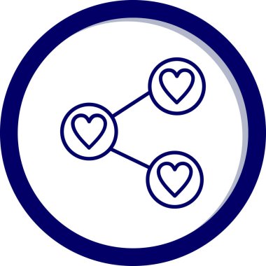 Sevgi kalpleri yuvarlak simge