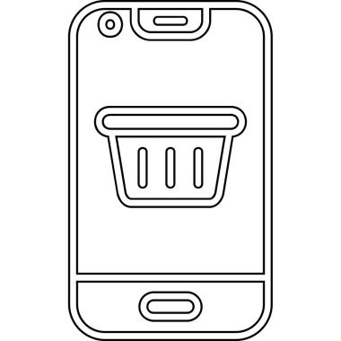 Sepet simgesi vektör illüstrasyon tasarımlı akıllı telefon