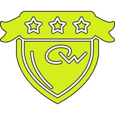 Yeşil ve sarı çizgi kalkanlı yıldızlar ve kurdeleli