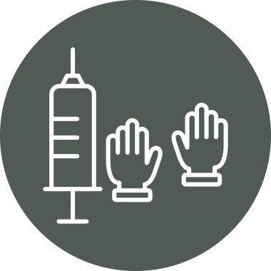 Vektör simgesi, tıbbi bir şırınga tutan el.