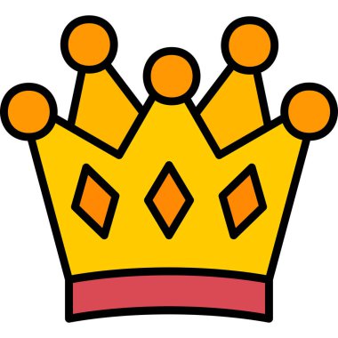 Taç kralı ikonu. anahat tacı tacı vektör rengi düz izole