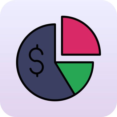 Dolar işareti ve pasta grafiğiyle pasta grafiği