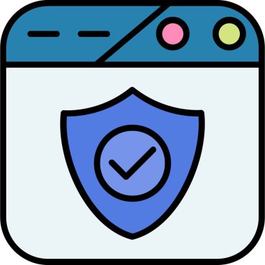 Güvenlik kalkanı simgesi, vektör illüstrasyonu