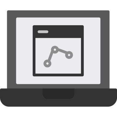 Ekranda grafik ve vektör simgesi olan monitör